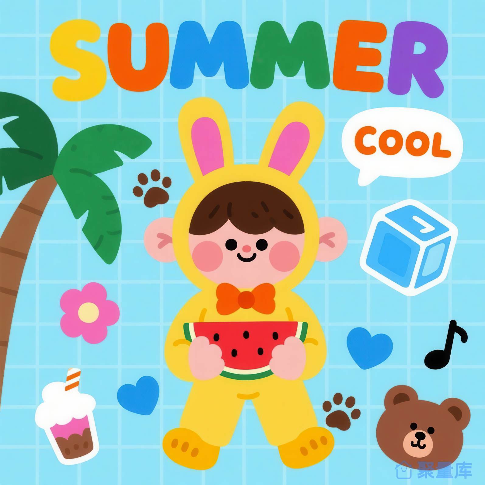 夏日可爱卡通插画